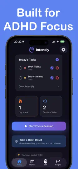 Intendly: ADHD Focus Helper iPhone Screenshot 1