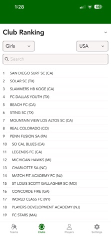 Soccer Rankings screenshot