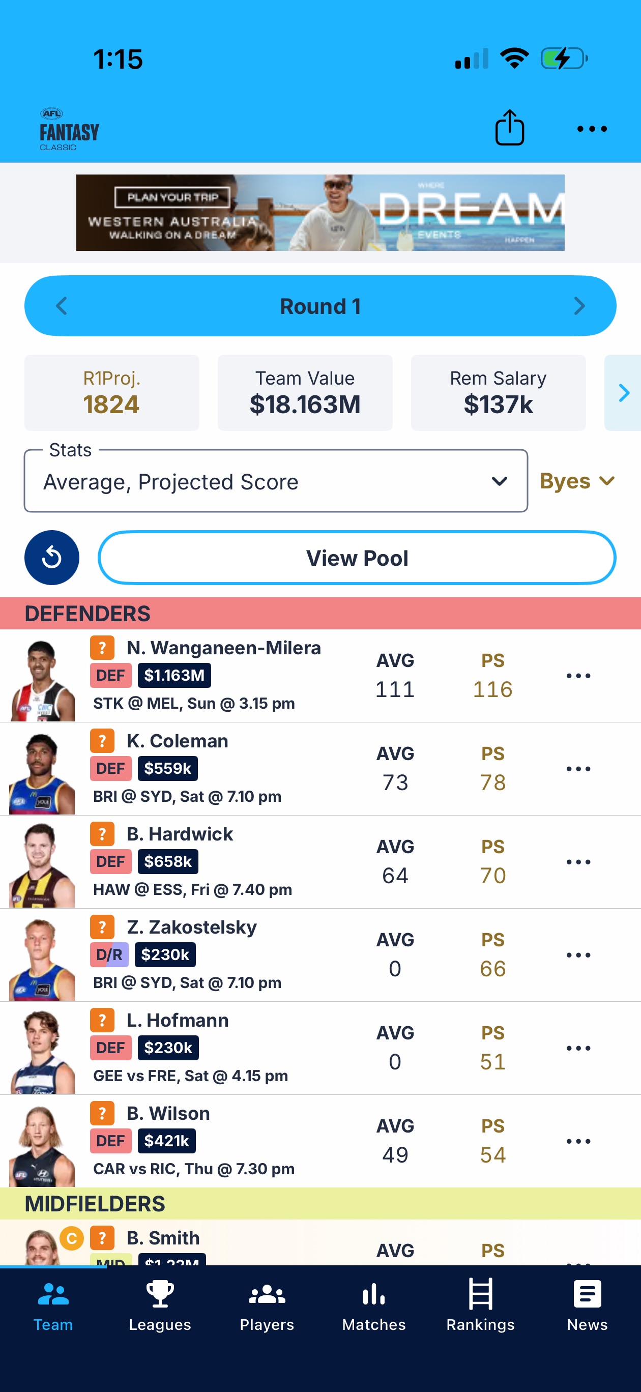 Screenshot 1 of AFL Fantasy