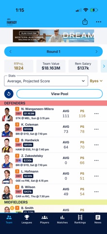 AFL Fantasy screenshot
