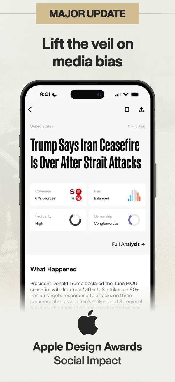 Ground News iPhone App Screenshot 1 – Nachrichten