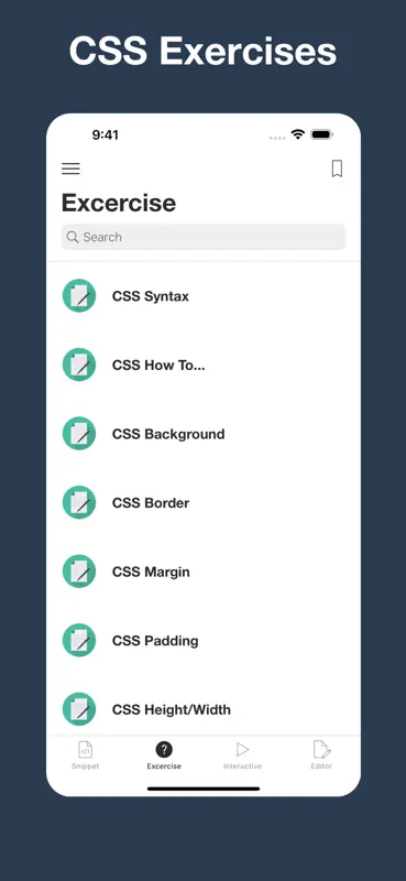 CSS editor, snippets, exercise screenshot 4 of 9