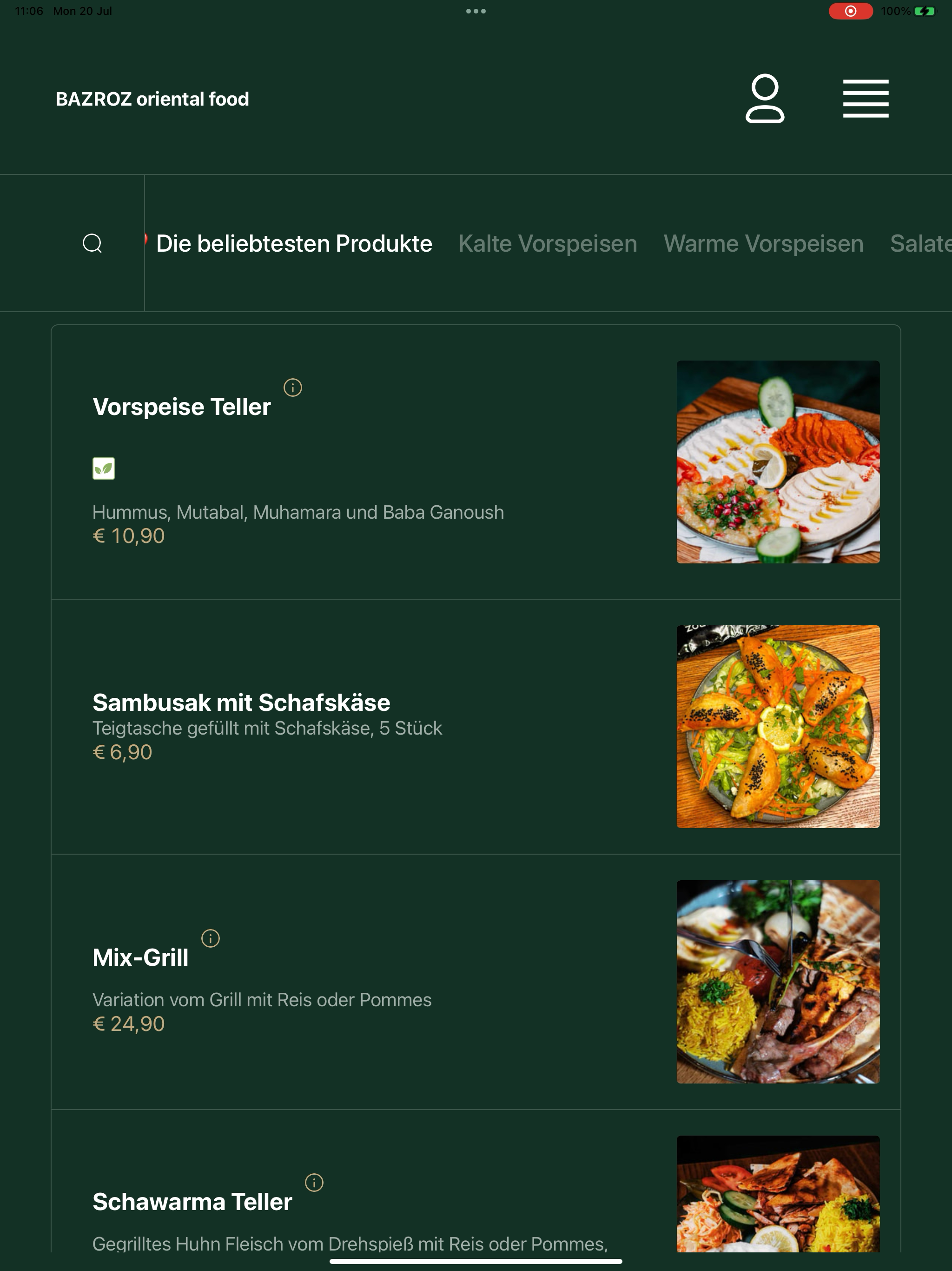 BAZROZ oriental food screenshot 6