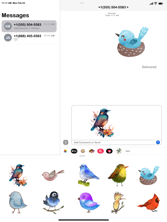 Screenshot #6 pour Watercolor Birds Stickers