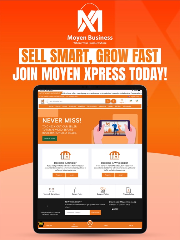 Moyen Business iPad screenshot 1 - Shopping app