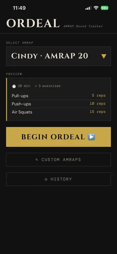 Ordeal: AMRAP Tracker screenshot 1