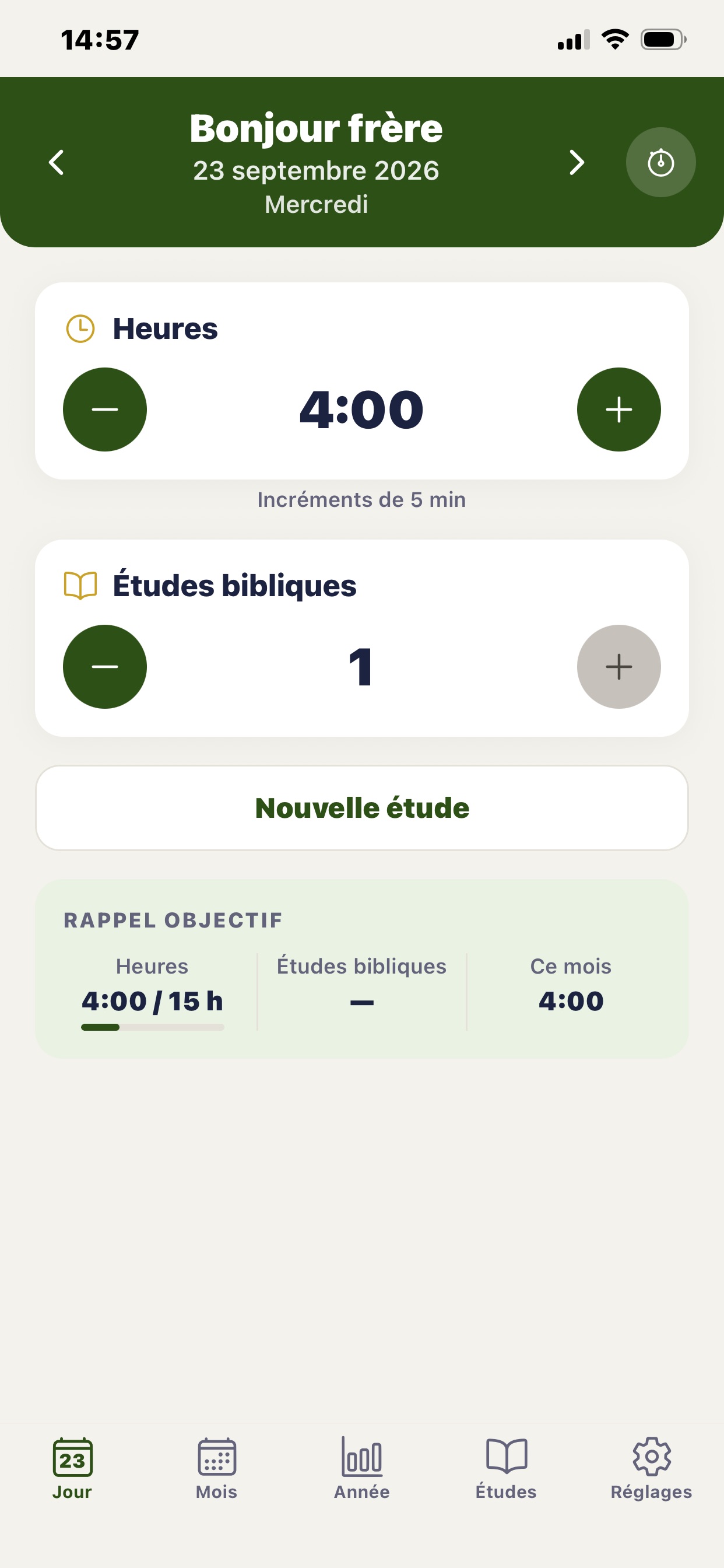 Screenshot 1 of Mon service — Prédication