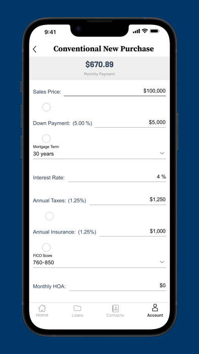Vantage Bank Mortgage Screenshot