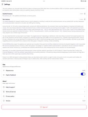 Threo: Secure AI for Work iPad screenshot