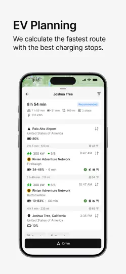 Captura de pantalla de A Better Routeplanner (ABRP) en iPhone 3