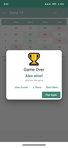 Card Scores, Easy Calculations iPhone screenshot