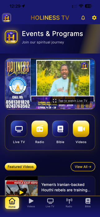 Holiness TV App Screenshot 2 of 10