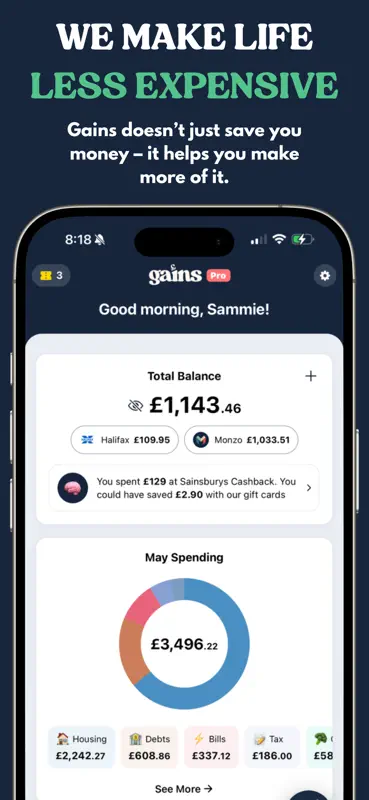 Gains - Budgeting & Cashback screenshot 1 of 5