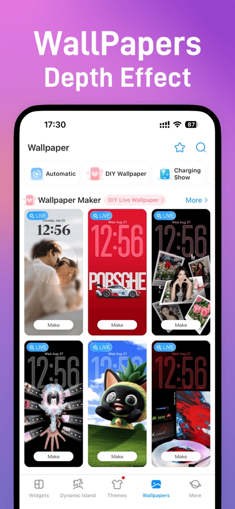 iScreen - Widgets & Wallpaper - Explore a vast collection of wallpapers featuring the Wallpapers Depth Effect, showcasing both stunning live options and creative photo collage designs.