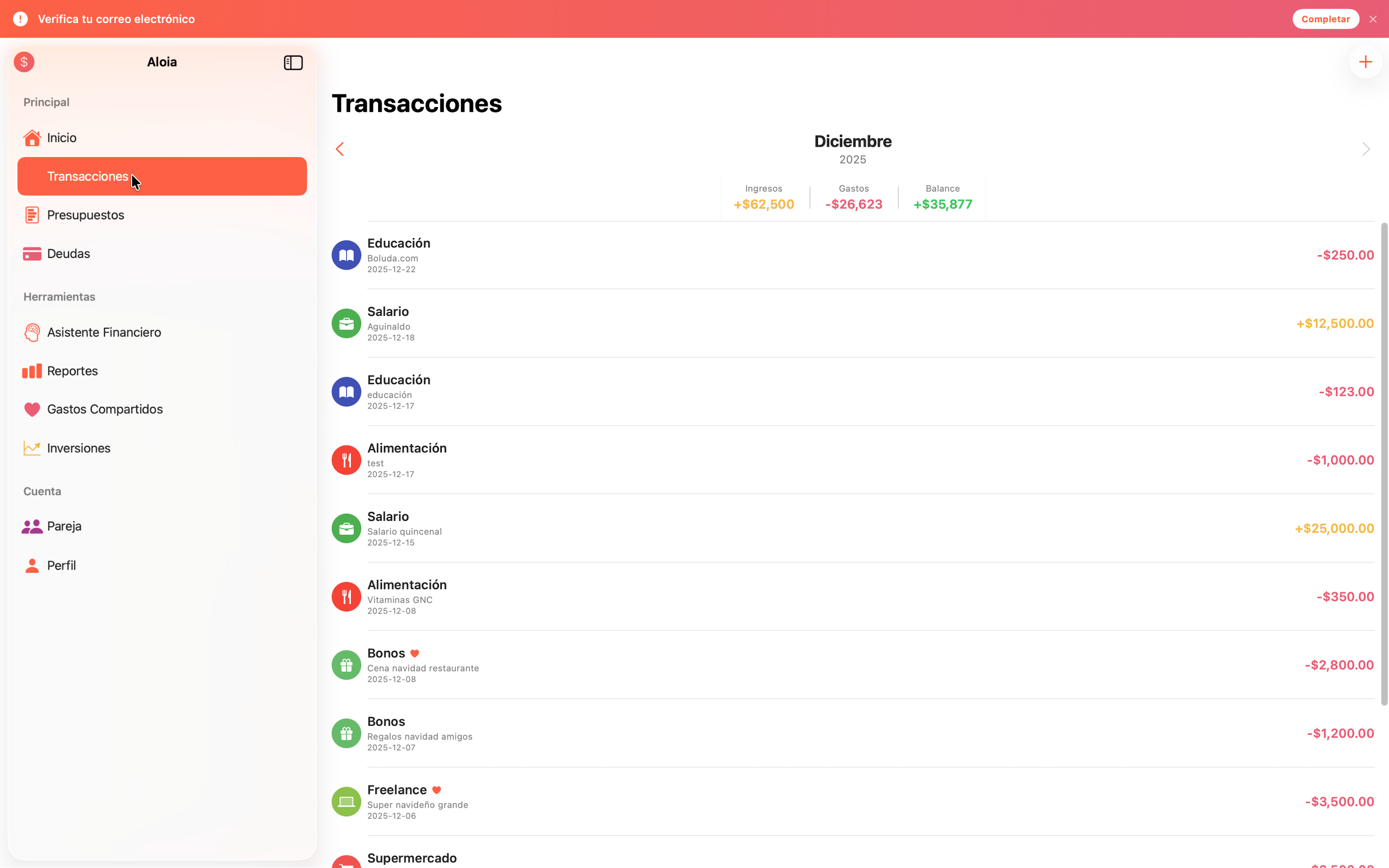Aloia Finanzas Personales screenshot 19