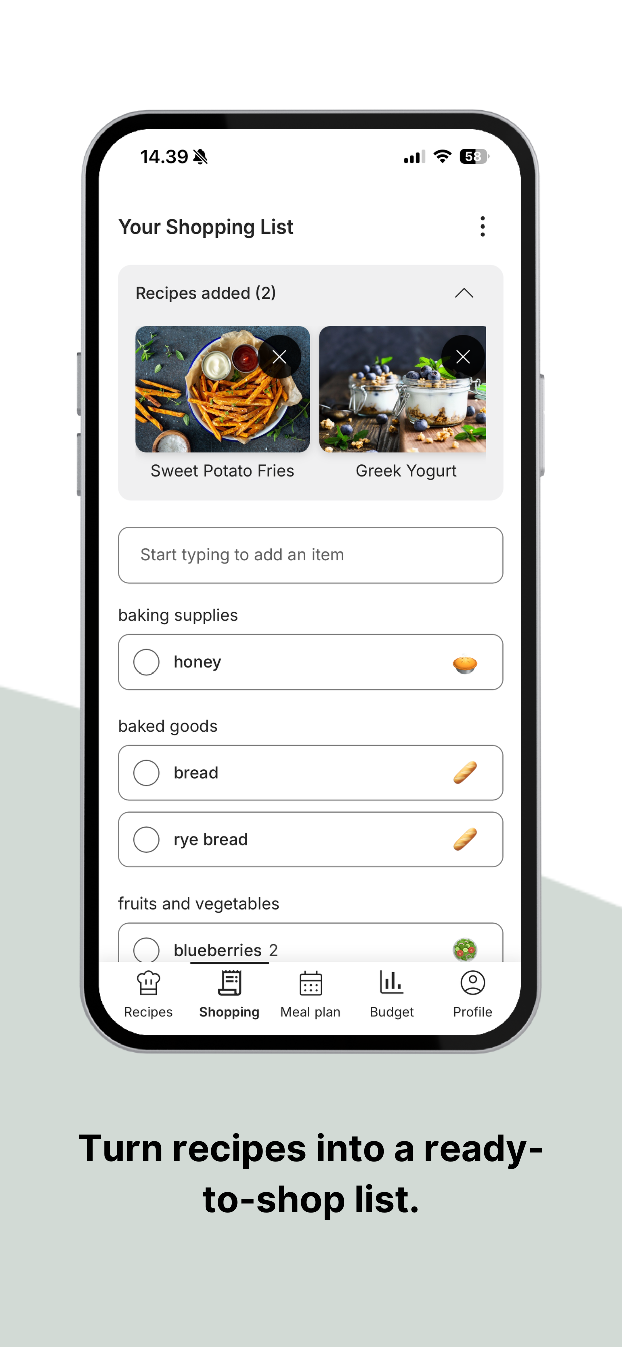 FriggFood: Recipes, Meal plan