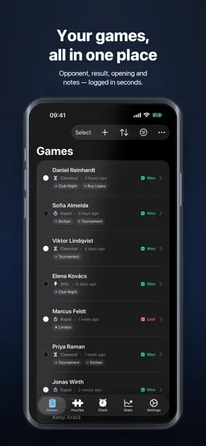 Chess Journal, Clock & Puzzles screenshot 1