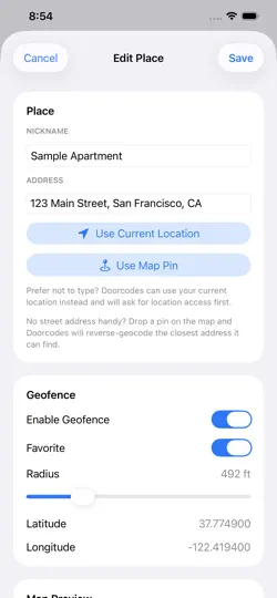 Capture d'écran de DoorCodes Vault sur iPhone 6