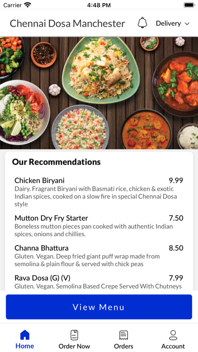 Chennai Dosa Manchester. Screenshot