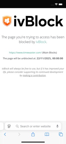 ivBlock - Website Blocker screenshot