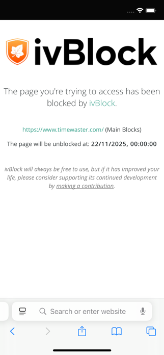 ivBlock - Website Blocker Screenshot 1 of 3
