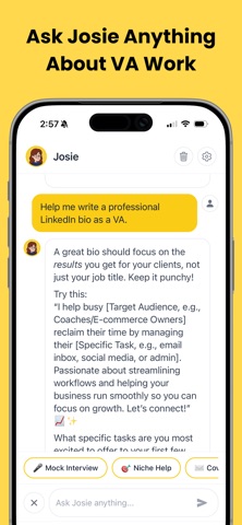 Josie AI: VA Career Coach iPhone screenshot