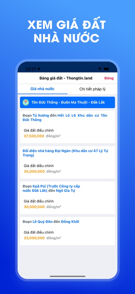 Thongtin.land- - This section provides up-to-date state-regulated land prices and detailed valuation adjustments, essential for informed real estate investment decisions.