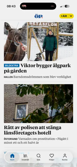 ÖP Nyhetsapp iPhone screenshot 2