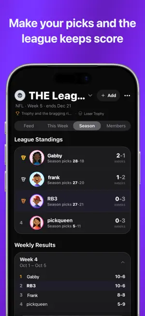 CLQE: Social Sports Pick'em screenshot 2
