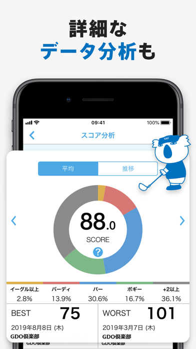 GDOスコア-ゴルフのスコア管理　GPSマップで距離を計測スクリーンショット