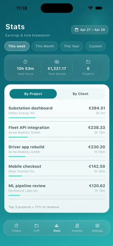 Traqary Timetracking & Invoice screenshot 4