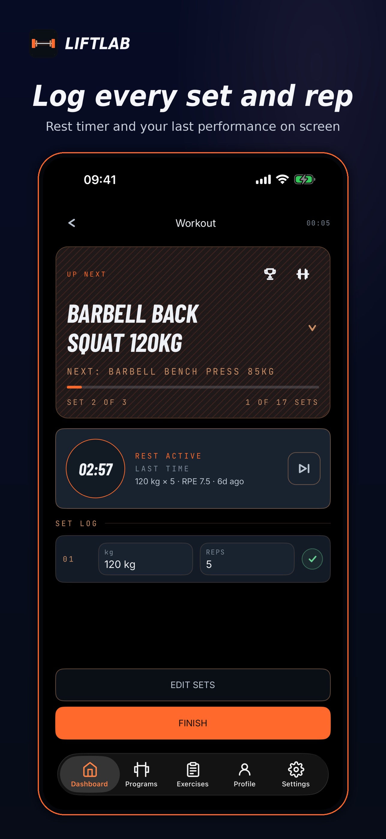 Screenshot 1 of LiftLab: Workout Tracker & Log