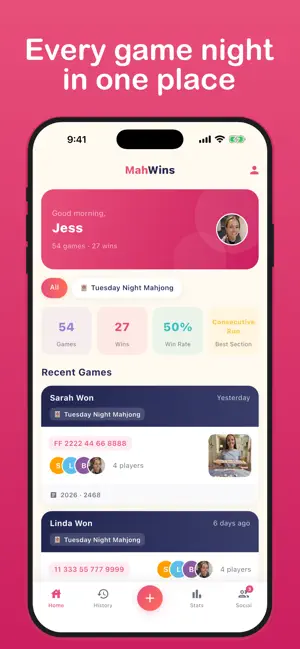 MahWins: Mahjong Game Tracker screenshot 1