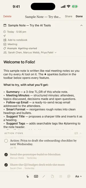 Folio - Meeting Notes screenshot 2