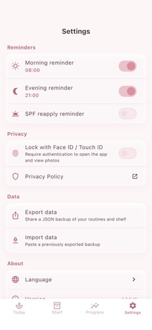 Skinuary: Skincare Routine iPhone screenshot