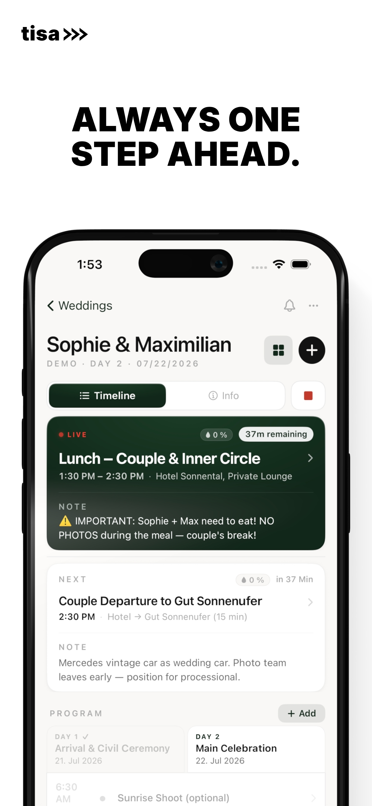 tisa – Wedding Day Timeline screenshot 2