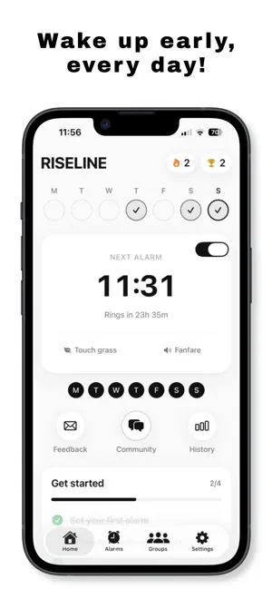 Riseline : Wake Up Alarm screenshot 1
