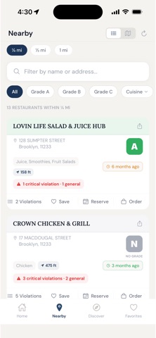 CleanPlate: Restaurant Grades Screenshot 2 of 5