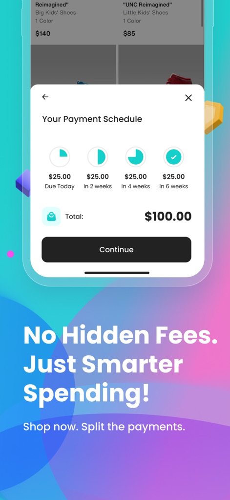 Four | Buy Now, Pay Later - Examine the app's clear payment schedule interface, detailing each of the four installment amounts and their precise due dates for full transparency.