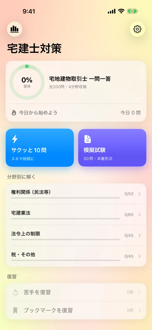 宅建士のアプリ画面
