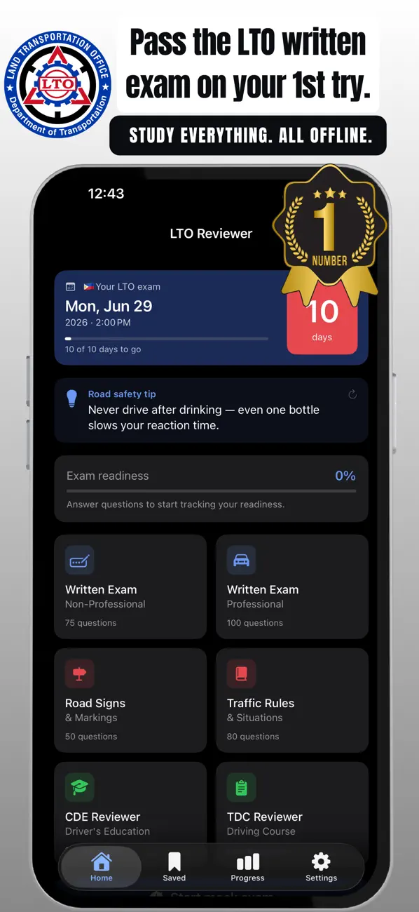Screenshot #1 pour LTO Driver's License Exam Test