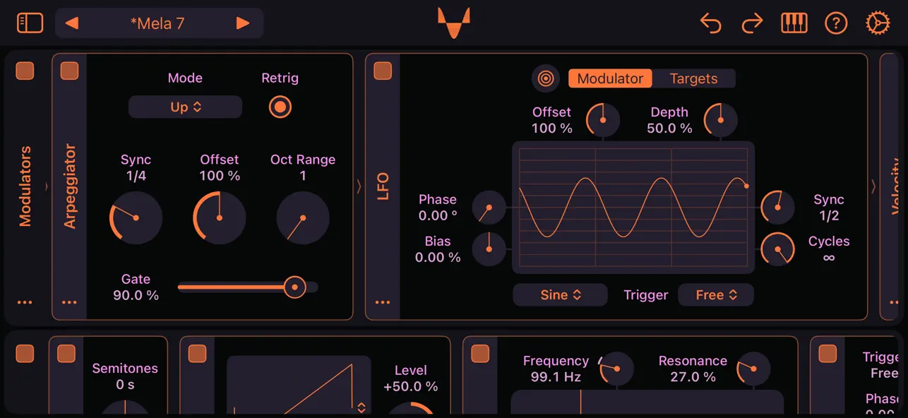 #1. Mela – AUv3: Synth, FX, MIDI (iOS) Által: Nikolozi Meladze