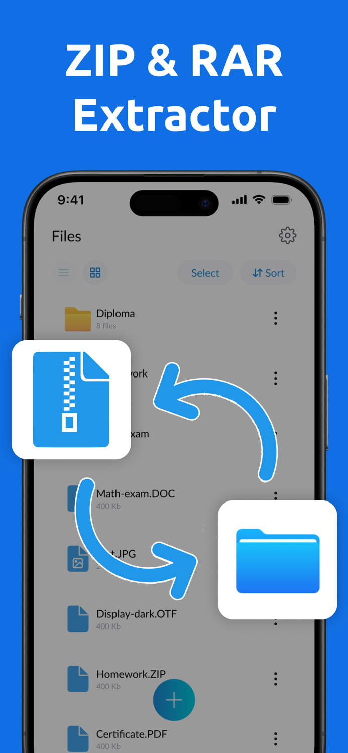 UnZip  UnRar مدير الملفات