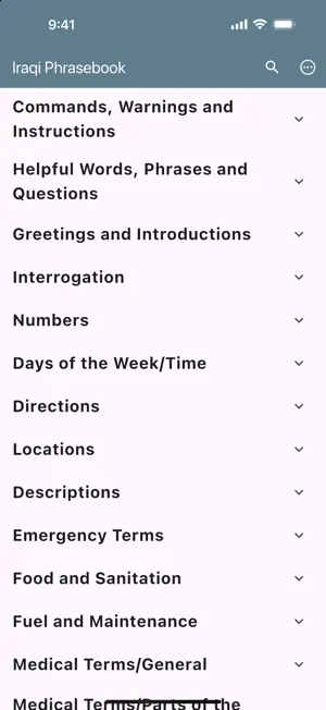 Iraqi Phrasebook screenshot 1
