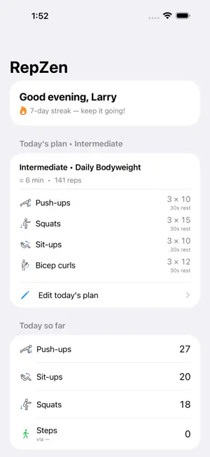 RepZen: Rep Counter & Coach screenshot 1