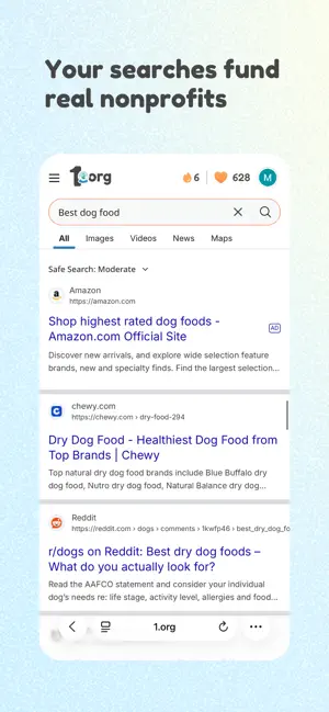 1.org Browser: Search & Donate screenshot 2