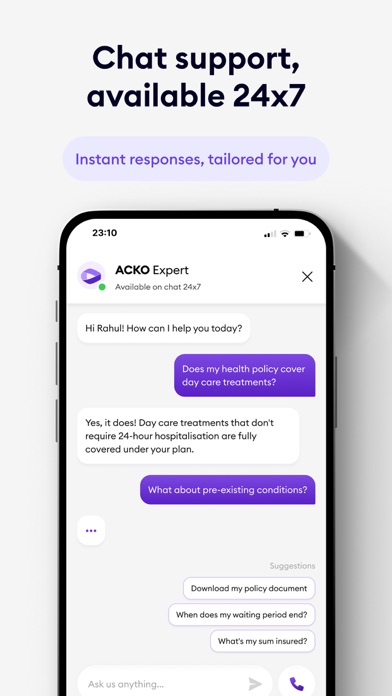 ACKO Insurance iPhone screenshot