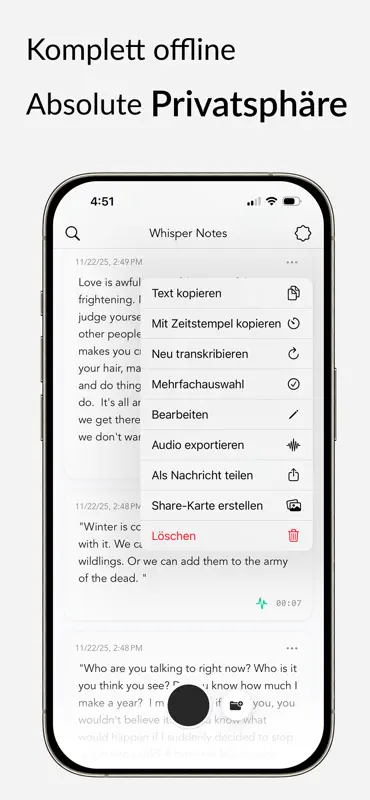 Whisper Notes: Sprache zu Text screenshot 2 of 4