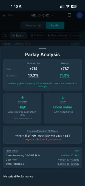 Bettorly: Smart Parlay Builder screenshot 3