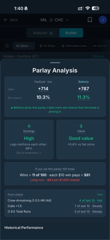 Bettorly: Smart Parlay Builder Screenshot 3 of 6